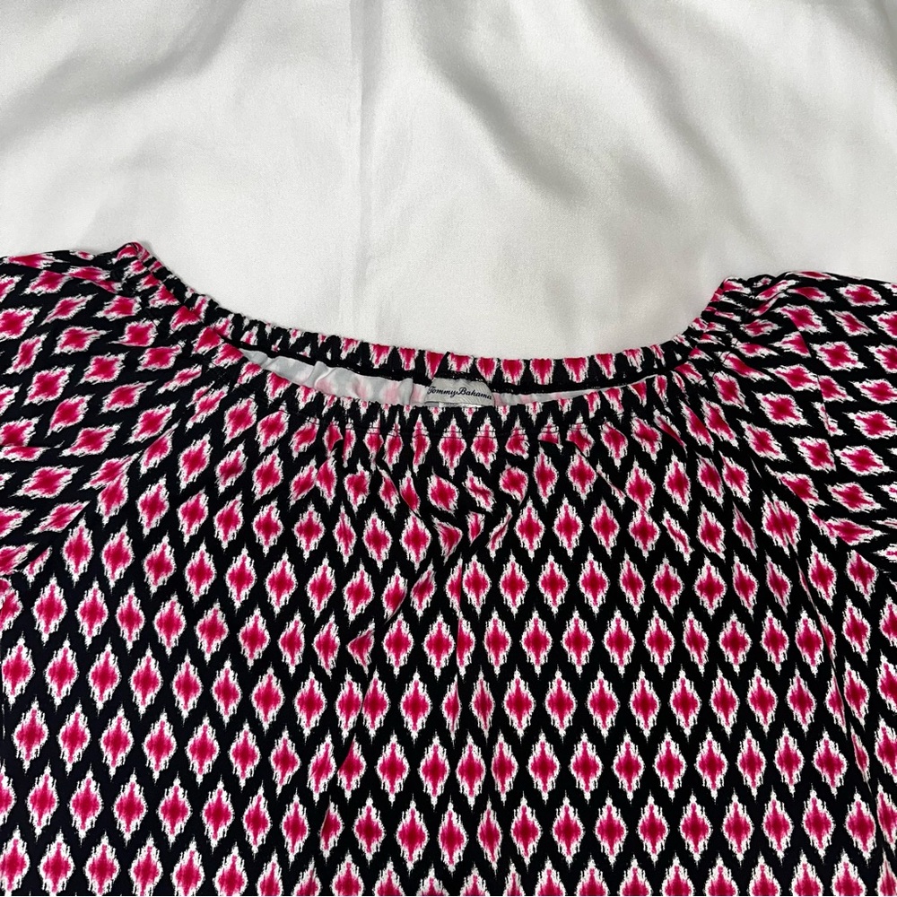 Tommy Bahama off the shoulder‎ dress medium black and hot pink with pockets - Picture 2 of 7